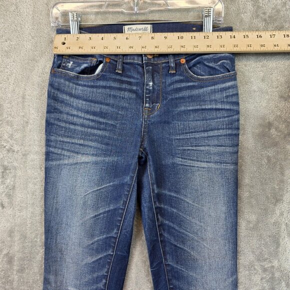 Madewell Skinny Skinny Jeans Womens 27 Blue Stretch Distressed Denim Mid Rise - Picture 2 of 12